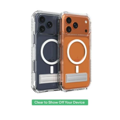 onn MagSafe Compatible Rugged Phone Case with Kickstand for iPhone 17 Pro Max - Clear