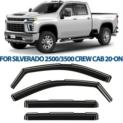 CLIM ART in-Channel Incredibly Durable Rain Guards for Chevy Silverado/Sierra 2500HD/3500HD 2020-2026 Crew Cab, Original Window Deflectors, Vent Window Visors, Vent Deflector, 4 pcs. - 620178