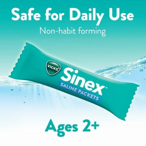 30Pack Vicks Sinex Saline Nasal Rinse   Packets, Nasal Decongestant for Sinus Relief, 30 Count
