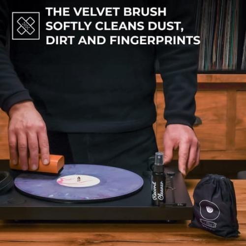 Big Fudge Vinyl Record Cleaning Kit - 4-in-1 Solution with Velvet Brush, Cleaning Liquid, Stylus Brush & Pouch