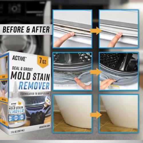 Active Mold Stain Remover Gel Cleaner, Heavy Duty Cleaning Solution for Washing Machine Seals and Bathrooms, 7 fl oz, 1 Pack