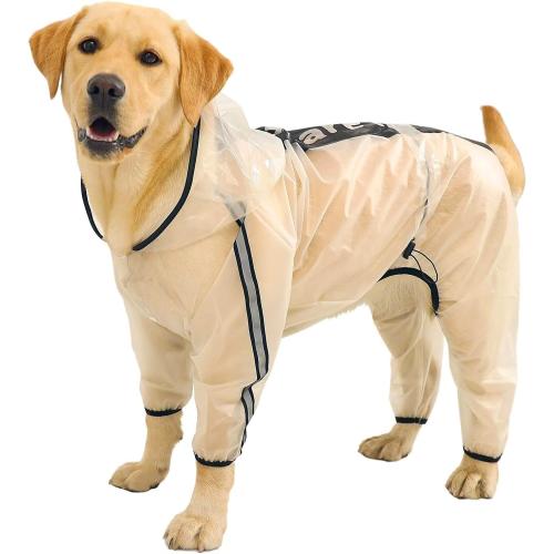 Olsa Dog Raincoat - Hooded Poncho Reflective 4-Leg Slicker Jacket for Rain & Snow - Waterproof Small to Large Dogs