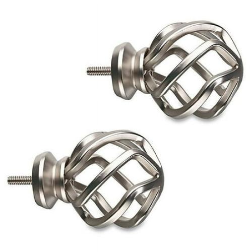 Cambria Premier Complete Birdcage Finials in Brushed Nickel (Set of 2)