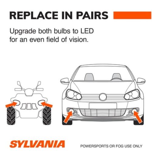 Sylvania H7 LED Fog Light and Powersport Bulb, 2 Pack, Compatible with Multiple Cars