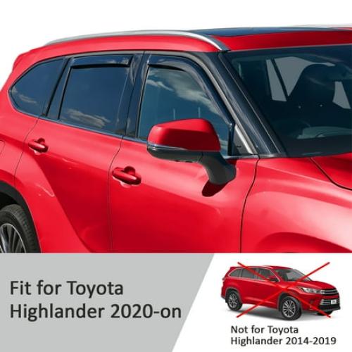 Voron Glass in-Channel Extra Durable Rain Guards for Toyota Highlander 2020-2025, Window Deflectors, Vent Window Visors, 4 Pieces - 200443