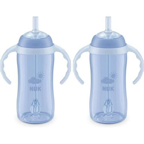 Color Blue NUK Learner Straw Cup 10oz - Toddler Cup with Soft Straw for Easy Drinking Suitable for Ages 8 Months and Up