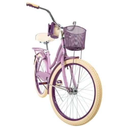 Huffy 24 Nel Lusso Girls' Cruiser Bike, Purple Satin, Age 12  Years ⚠️MISSING PEDALS AND BASKET⚠️