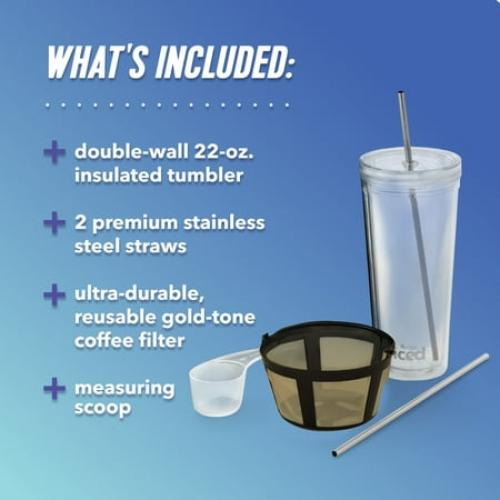 Mr. Coffee Iced Coffee Maker with Reusable Tumbler and Coffee Filter, Black