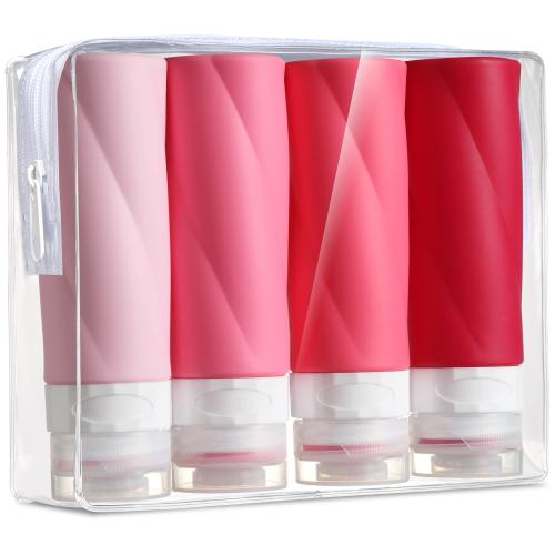 Gemice Travel Bottles for Toiletries 3oz Tsa Approved Travel Size Containers BPA Free Leak Proof Travel Tubes Refillable Liquid Travel Accessories with Clear Toiletry Bag (4 Pack)