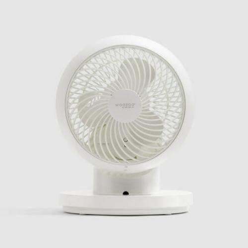 Color White IRIS WOOZOO 360° Oscillating Fan with Remote & Timer, 3 Speed Settings, White