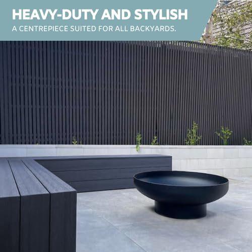 DENKOE 32 Inch Cast Iron Round Fire Pit Table with Fire Pit Grill Extra Thick Heavy Duty Fire Bowl Deep Outdoor Firepit Wood Burning Firepits for Outside Patio Backyard Fire Pits Large BBQ Pit