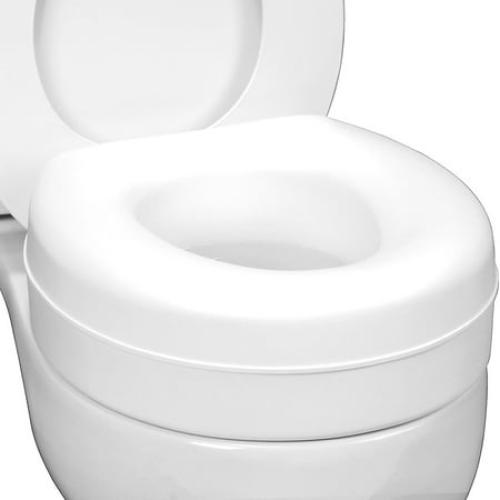 HealthSmart Raised Toilet Seat Riser That Fits Most Standard (Round) Toilet Bowls for Enhanced Comfort and Elevation with Slip Resistant Pads, 15x15x5
