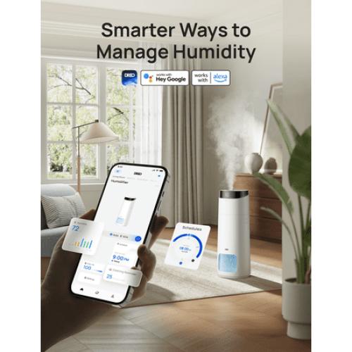 DREO 16L Smart Humidifier Large Room 1000 ft², 130H Cool Mist Humidifiers for Bedroom Plants Baby, Top Fill, Remote/Touch/Voice & APP Control, Self-Cleaning Tank, 30dB, RGB Light, HM755S White