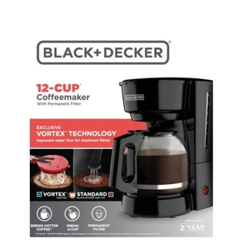 BLACK DECKER 12-Cup Switch Coffee Maker, Easy Pour Carafe, Removable Filter Basket, Permanent Filter