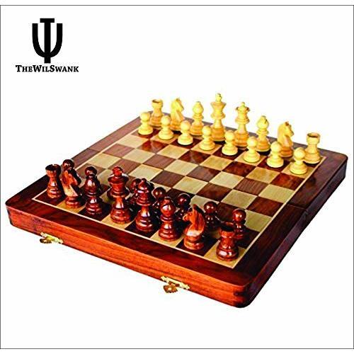 THE WILSWANK 10 x 10 Inch Premium Foldable Magnetic Chess Set with Free Chess Bag and Strategy Guide Book (How to Play Chess)