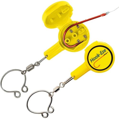 HOOK-EZE Fishing Knot Tying Tool | Protect from Fish Hooks | Tie Fishing Knots Easily | Cool Gadgets for Fishermen | Ice Fly Fishing | Fishing Accessories for Beginner Anglers | Nail Knot Tool Standard Yellow