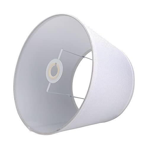 Double Medium White Drum Lamp Shades Set of 2 ALUCSET Fabric Lampshades for Table Lamp/Floor Pendant Light 10x12x9 inch Natural Linen Hand Crafted Spider/UNO Two Installation 2pcs Pack