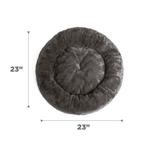 Best Friends by Sheri The Original Calming Donut Dog and Cat Bed in Lux Fur Mink Dark Gray Small 23x23