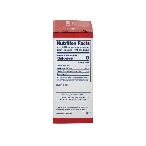 Diamond Crystal Kosher Salt Flakes – Full Flavor No Additives and Less Sodium - Pure and Natural Since 1886-1 Pound Box