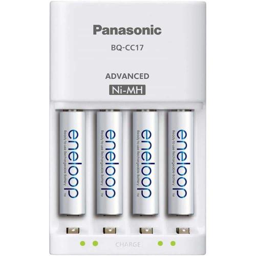 eneloop Advanced Individual Cell Battery Charger Pack with 4 AAA eneloop 2100 Cycle Rechargeable Batteries Included