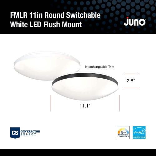 FMLR 11 in. 1-Light White/Black Selectable LED Flush Mount