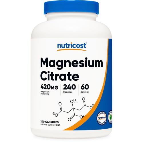Nutricost Magnesium Citrate 420mg 240 Veggie Capsules - 60 Servings Gluten Free Non-GMO Vegetarian Friendly