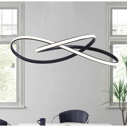 Light Modern Geometric Black Integrated LED Chandelier Creative Design Ceiling Hanging Light (NO TEST)