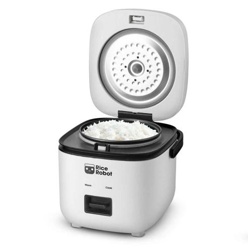 4-Cup White Space Saving Rice Cooker with Ceramic Nonstick Inner Pot