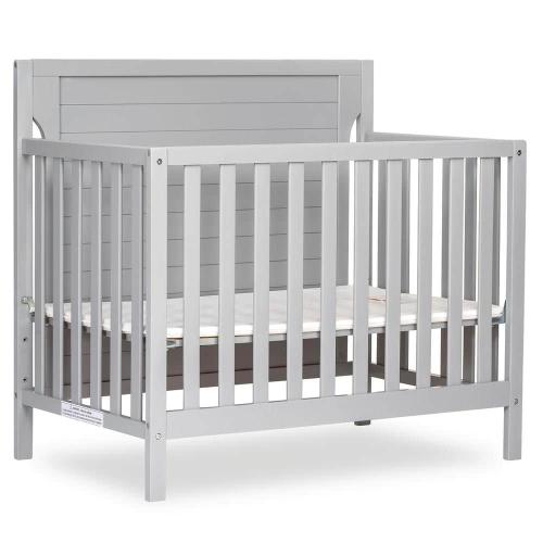 Bellport 4-in-1 Pebble Grey Convertible Mini/ Portable Crib I Mini Baby Crib I Includes 1.5 Mattress
