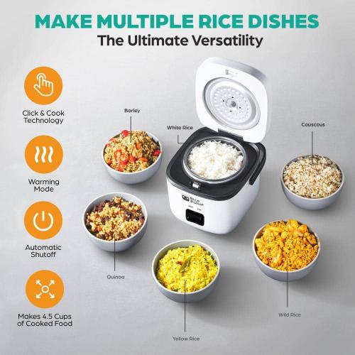 4-Cup White Space Saving Rice Cooker with Ceramic Nonstick Inner Pot