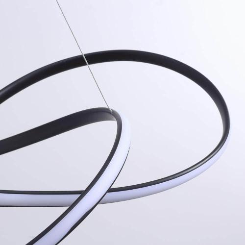 Light Modern Geometric Black Integrated LED Chandelier Creative Design Ceiling Hanging Light (NO TEST)