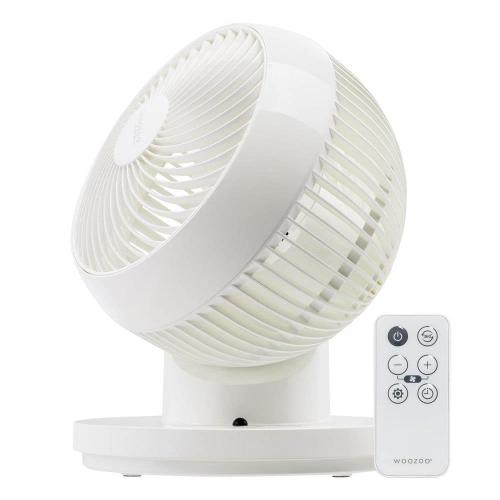 Size 5.9 Color White  360° Oscillating Fan with Remote and Timer, 3 Speed Settings, 5.9 in. Fan diameter White