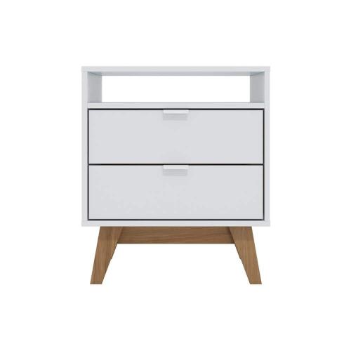 Meridian 2-Drawer Nightstand with Niche- In White/Light Brown - (24.40in. H x 21.25in. W x17.71 in. D)