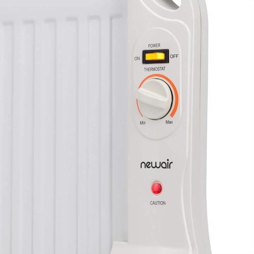 NewAir Portable 400-Watt Electric Oil-Filled Silent Slim Fit Design Under Desk Heater with Energy Efficient Operation - White
