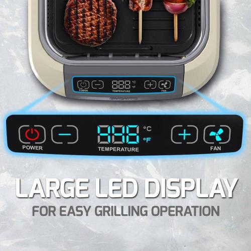 1500-Watt Electric Portable Smokeless Indoor Grill with 2-Removable Non-Stick and Dishwasher Safe Plates, White