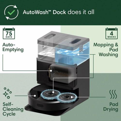 Roomba Plus 405 (G185) Combo 13.2 in. Robotic Vacuum and Mop   with Smart Navigation   AutoWash Dock in Black