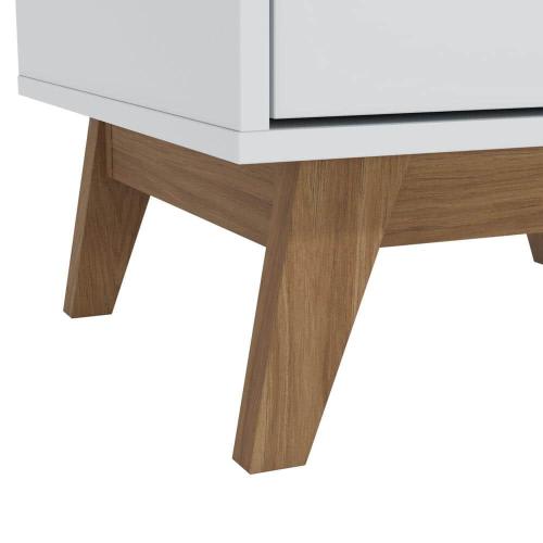 Meridian 2-Drawer Nightstand with Niche- In White/Light Brown - (24.40in. H x 21.25in. W x17.71 in. D)