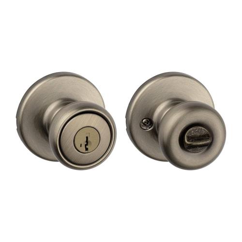 Tylo Antique Brass Exterior Entry Door Knob Featuring SmartKey Security