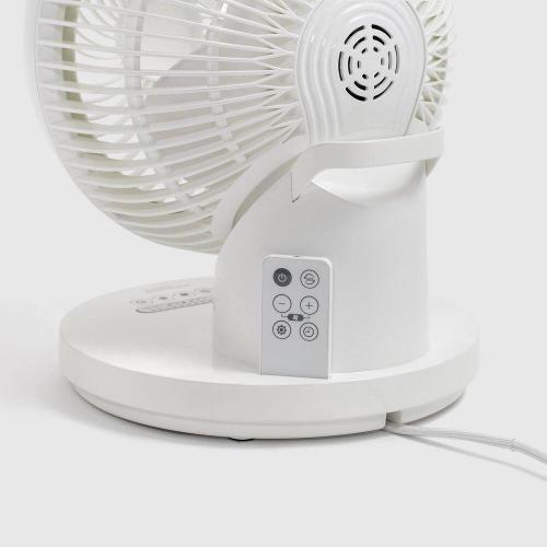 Size 5.9 Color White  360° Oscillating Fan with Remote and Timer, 3 Speed Settings, 5.9 in. Fan diameter White