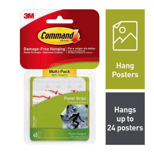 6 pack 3m command damage-free poster strips  white  decorate and hang without tools  indoor  multi-pack  2 pack