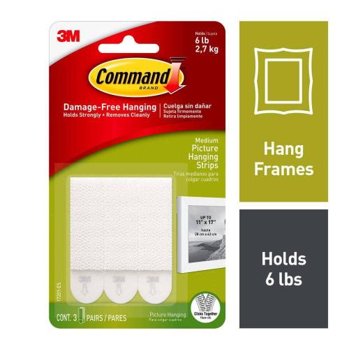 6 lb. Medium White Picture Hanging Strips (3 Pairs of Strips) ( 9 pack)