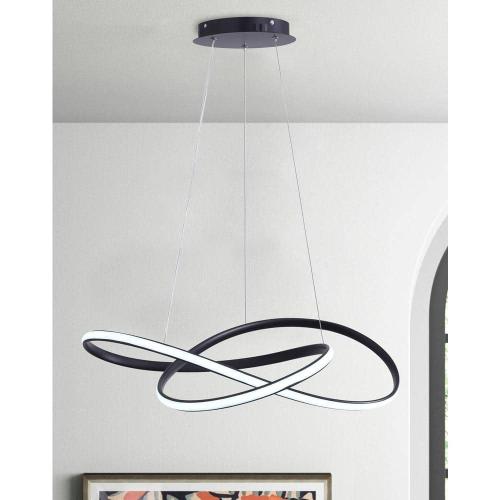 Light Modern Geometric Black Integrated LED Chandelier Creative Design Ceiling Hanging Light (NO TEST)
