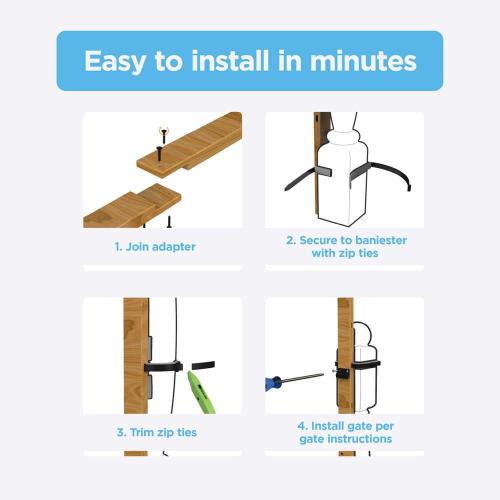 Perma Child Safety Universal Extra Tall Banister Adapter Kit, works with Gates up to 42.2 in.