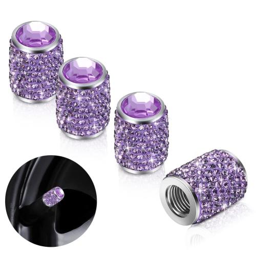 Bling Tire Stem Valve Caps Crystal Tire Caps Shinny Rhinestone Universal Car Dustproof Tire Valve Caps for Car SUV Motorcycle Bicycle Truck (Purple)