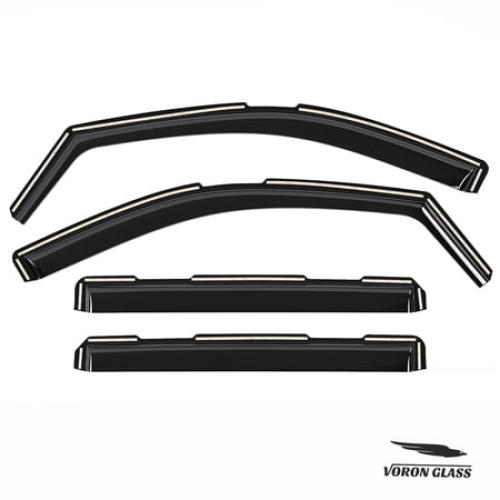 Voron Glass In-Channel Extra Durable Rain Guards for Chevrolet (Chevy) Silverado/GMC Sierra 2500HD/3500HD 2020-2025 Crew Cab, Window Deflectors, Vent Window Visors, 4 Pieces - 200298