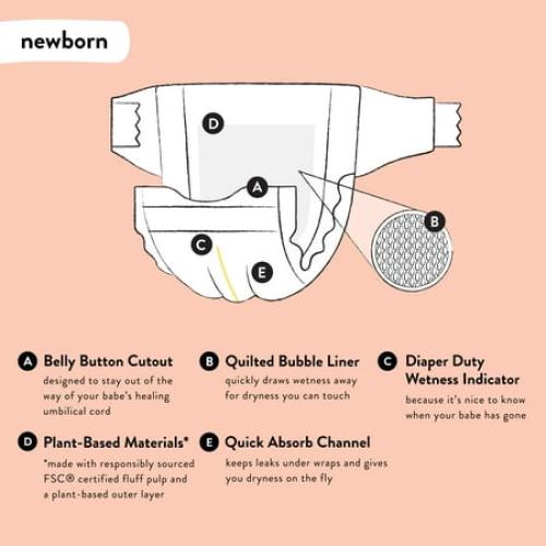 The Honest Company, Clean Conscious Diapers™, Rose Blossom   Tutu Cute, Size NB, 72 Count Club Box