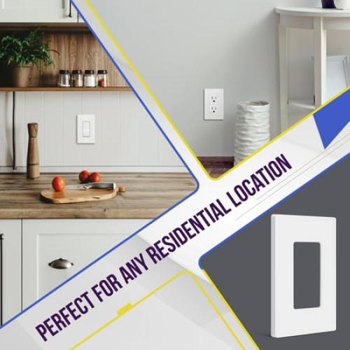 Pack of 10 Color White ENERLITES Screwless Wall Plate, Decorator Switch Covers, 1-Gang, Polycarbonate Thermoplastic, White (10 Pack)