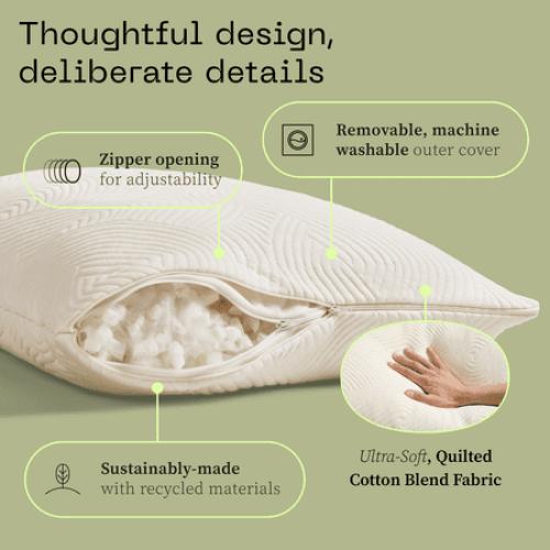 Coop Home Goods Adjustable Latex Pillow King, with Talalay Latex & Microfiber Fill, Naturally Cooling, Eco-Friendly, Medium Firm Pillow for Back, Stomach or Side Sleepers