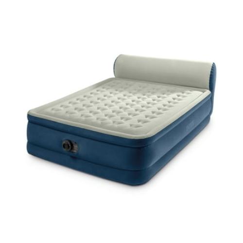 Intex Headboard 18 Queen Dura-Beam Deluxe Raised Air Bed Mattress with Built-in Pump