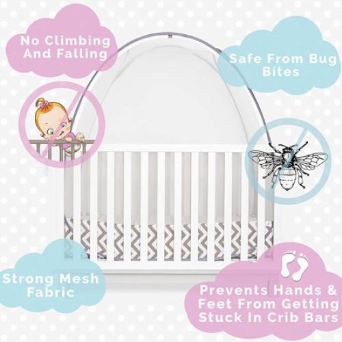 KinderSense Baby Crib Safety Tent - Pop-up See-Through Crib Net with Mosquito Net